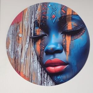 Aluminum Metal Lightweight Beautiful African Woman Wall Hanging Plaque